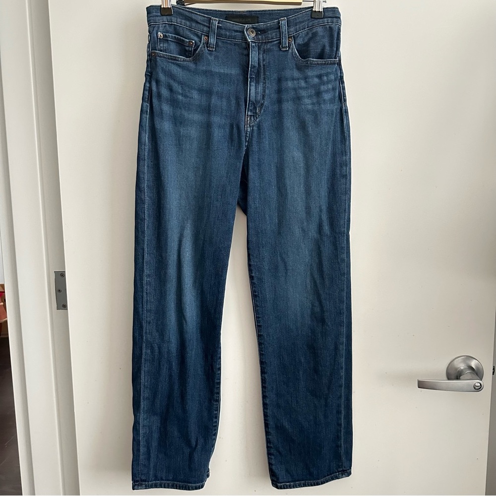 Uniqlo Womens Mom Jeans Mid Wash Stretch High Rise